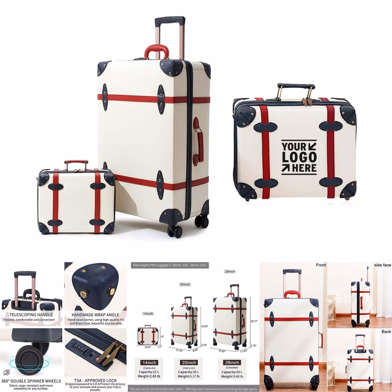 2 Pieces 28Inch Vintage Lightweight Hardside Spinner Wheels Travel Waterproof Luggage Set