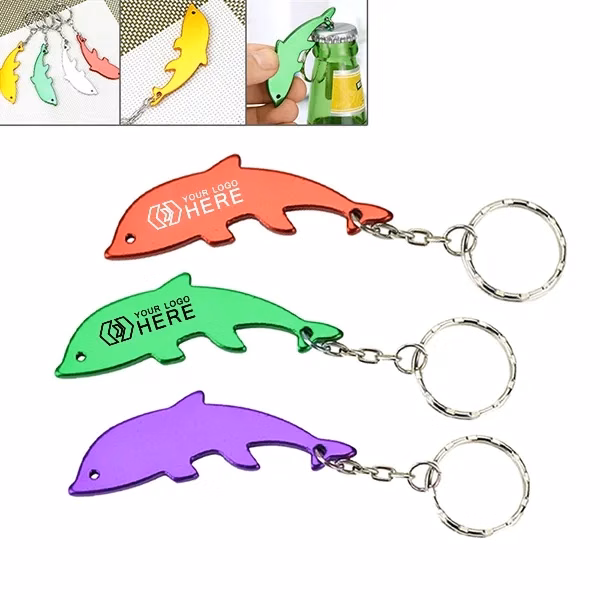 Customized Dolphin Shape Bottle Opener Keychains