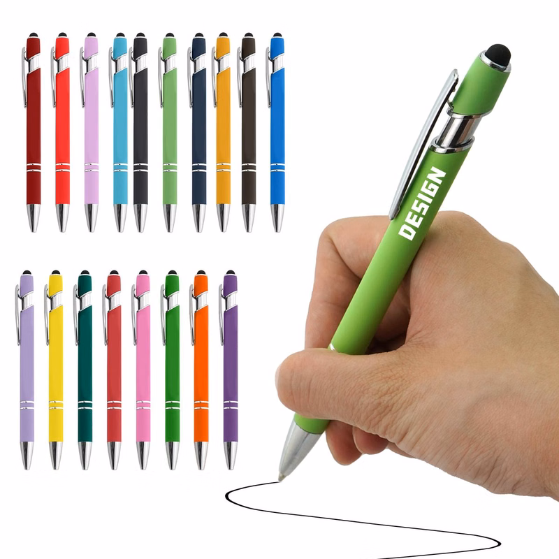 Aluminum Rubberized Stylus Ballpoint Pen