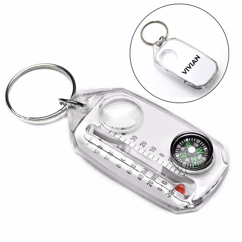 Portable Compass & Thermometer Keychain