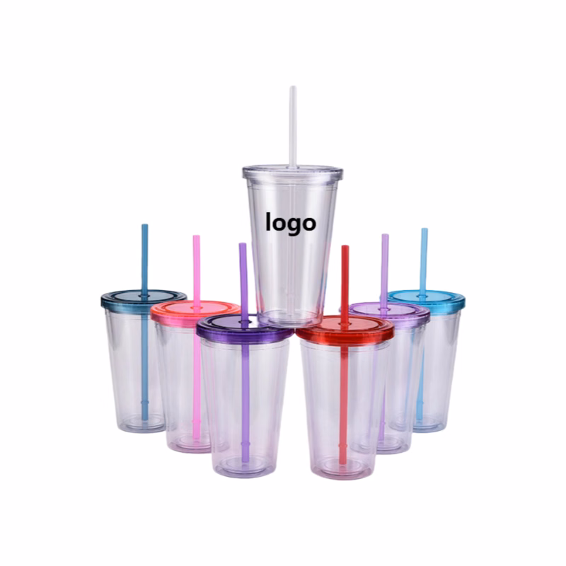 16oz Plastic Cup With Straw