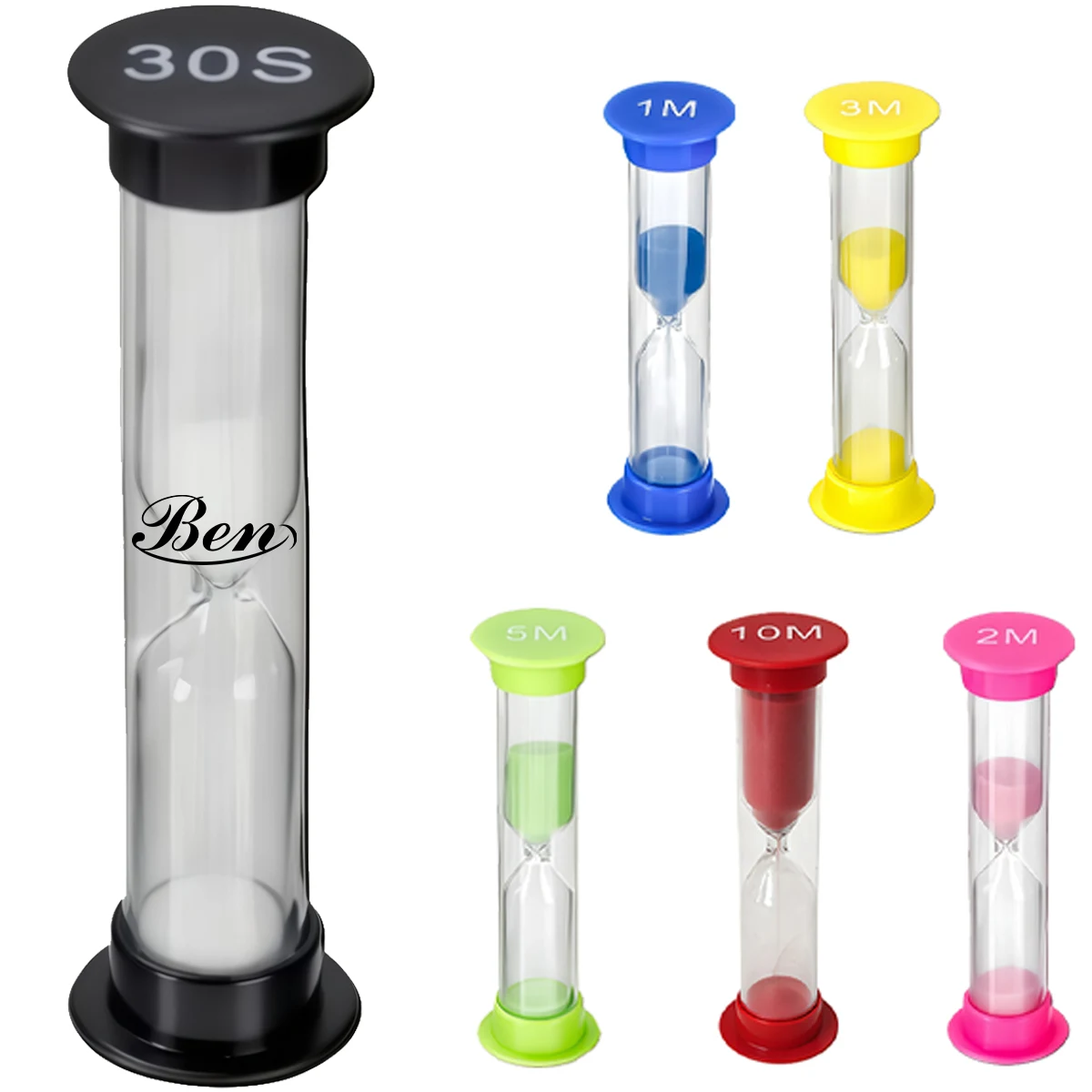 Cylindrical Glass Hourglass with Multiple Timing Options 1