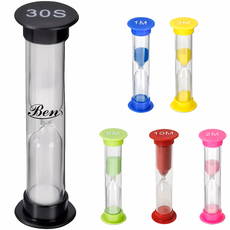 Cylindrical Glass Hourglass with Multiple Timing Options
