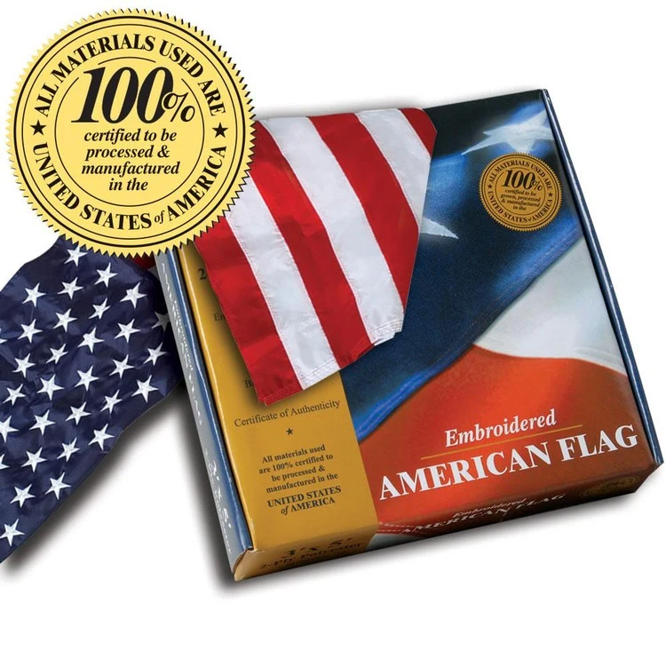 Embroidered Polyester U.S. Flag - 4' x 6' in Gift Box 1