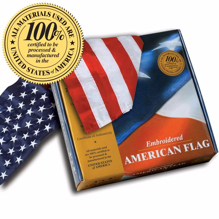 Embroidered Polyester U.S. Flag - 4' x 6' in Gift Box