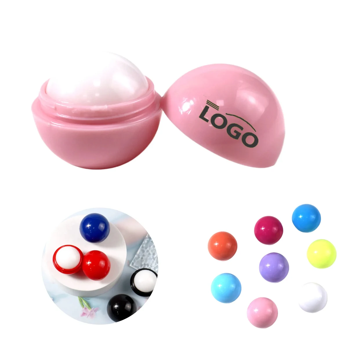 MOQ50 Creative Fruit Scented Round Ball Lip Balm 1