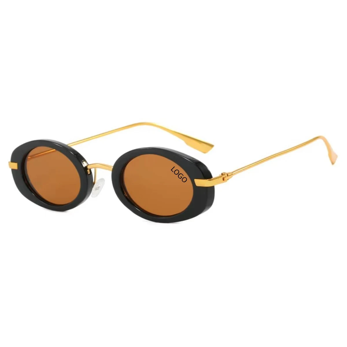 Unisex Oval Metal Temple Sunglasses 1