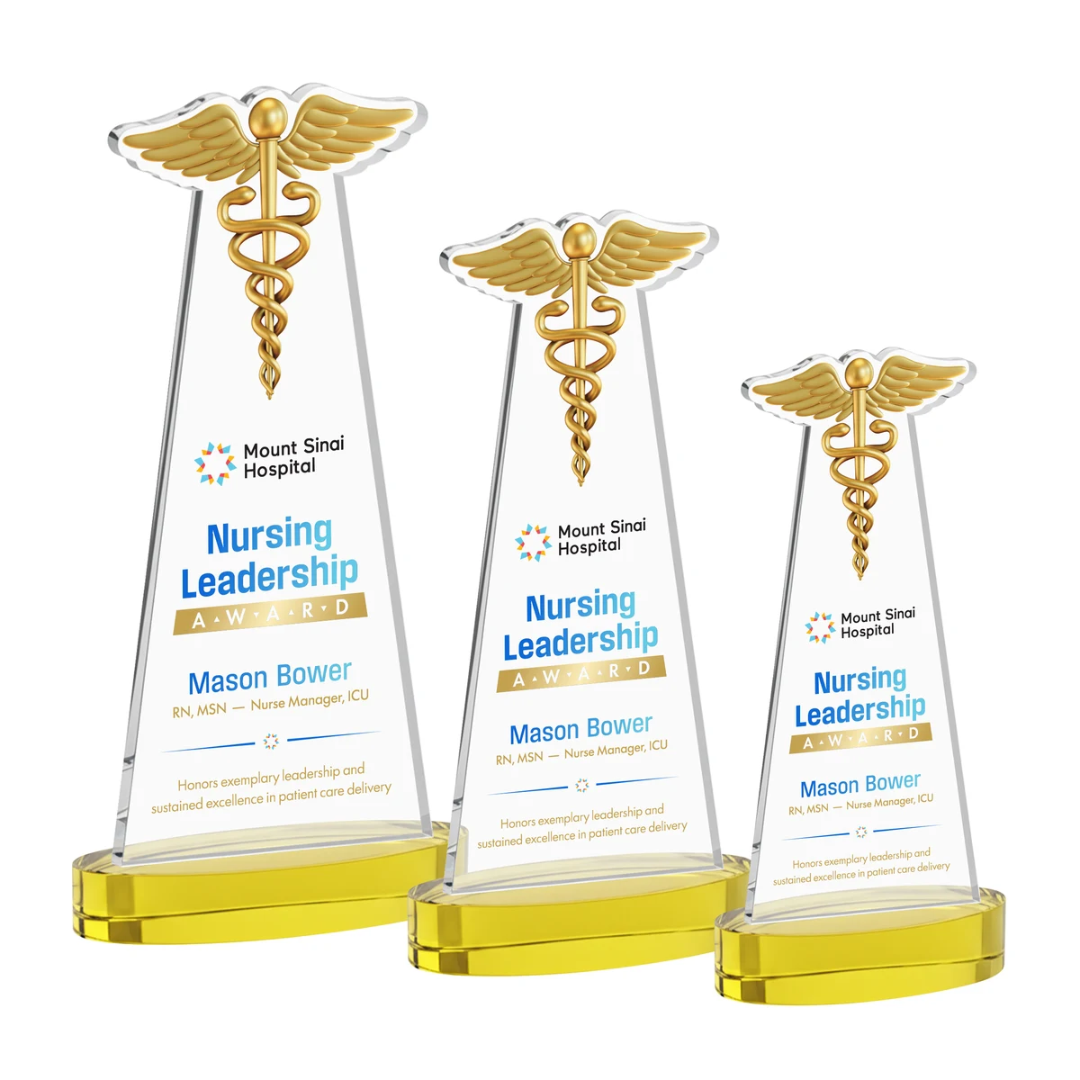 Caduceus VividPrint™ Award on Alberton Base - Gold 1