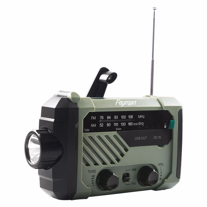 2000mAh Hand Crank USB Solar Emergency Radio w/ Flashlight