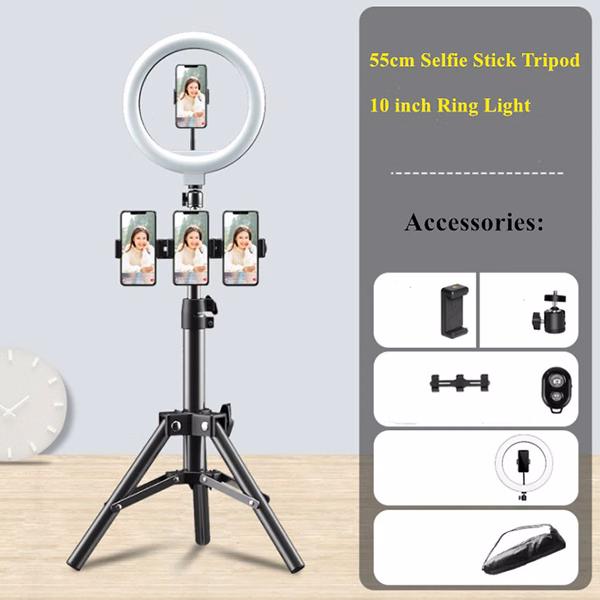 55cm Selfie Desktop Bracket  Phone Holder  With 10"  Ring Li