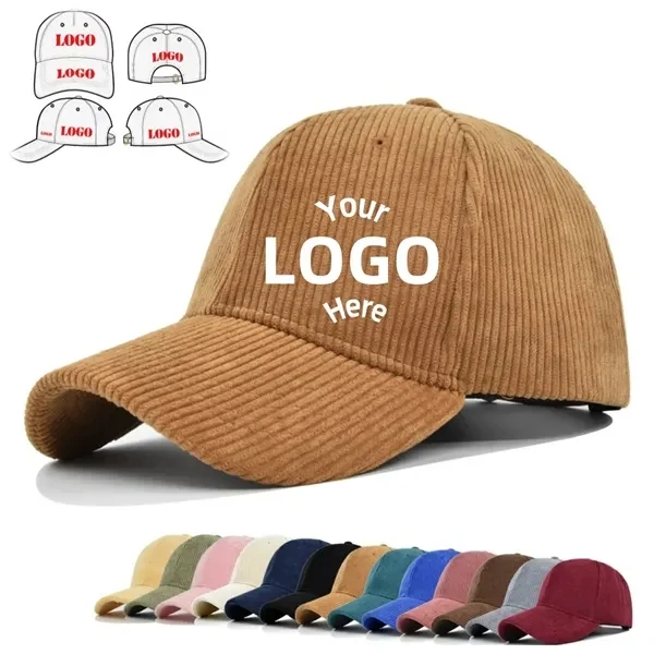 Personalized Corduroy Fabric Baseball Cap With Embroidery Logo 1