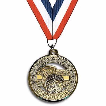 Medallion: 2" Circle Cut Out Basketball Gold with