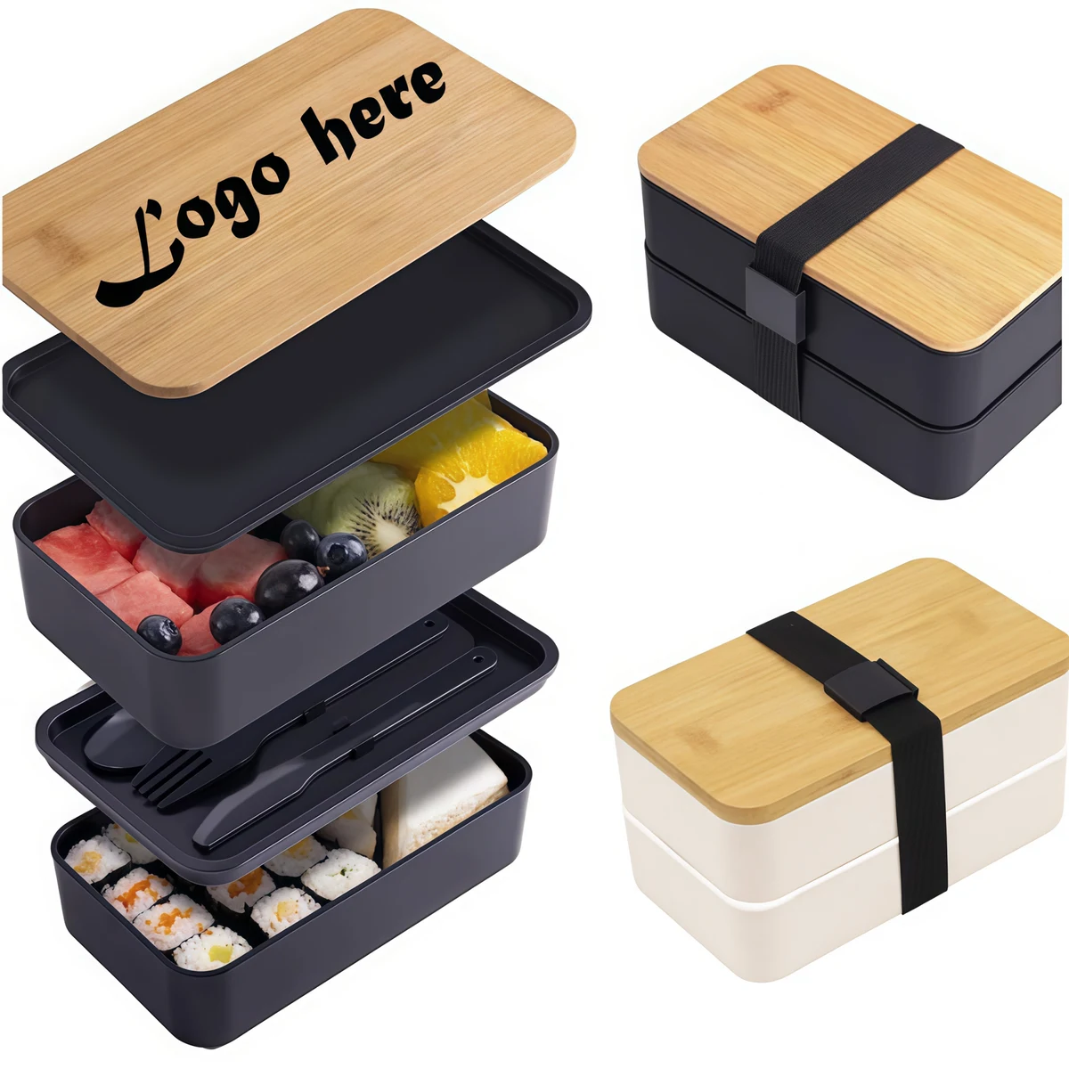 Double-Layer Lunch Box With Cutlery 1
