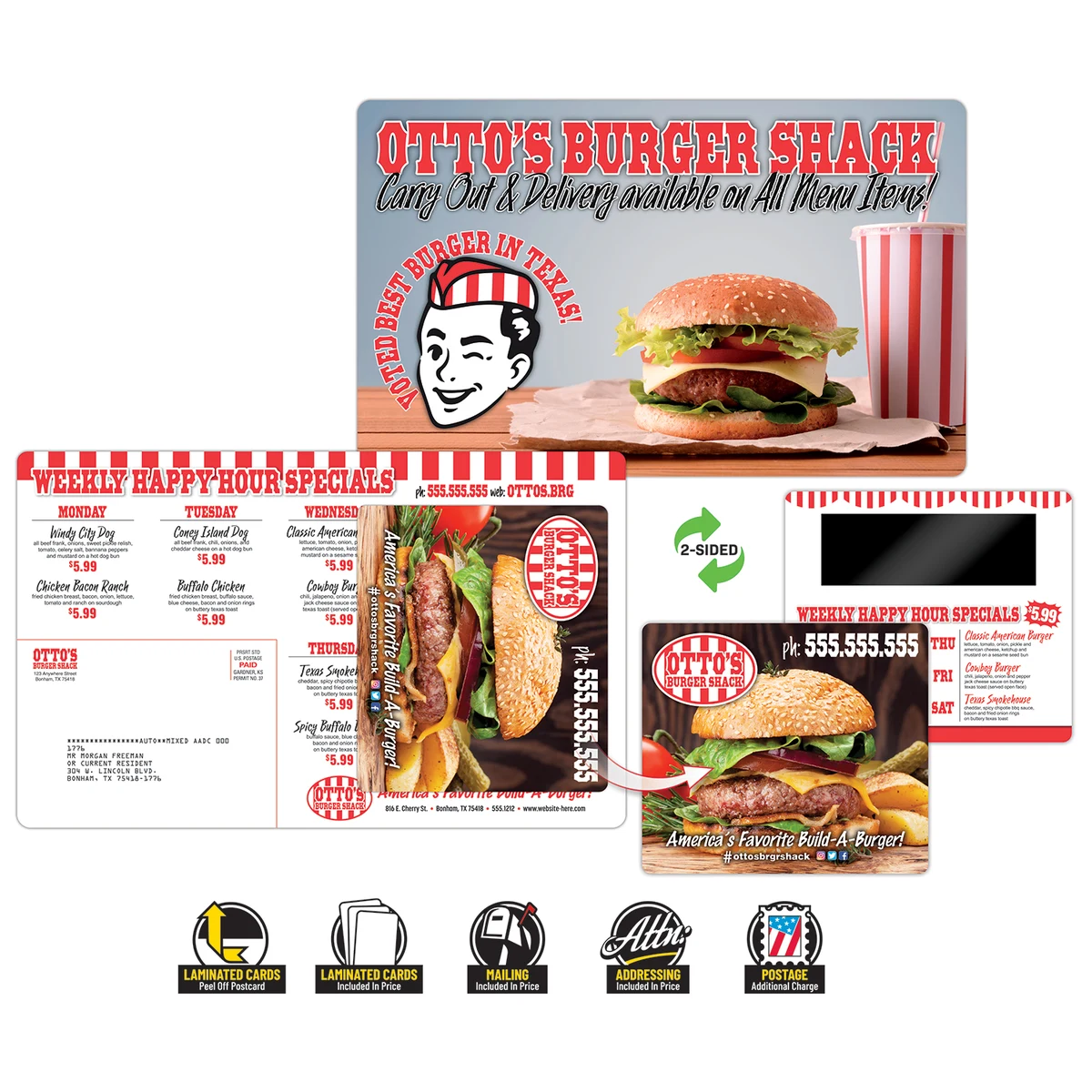 Laminated Postcard (8.5x5.25) with Magnetic 3.5"x4" Laminated Card (14pt.) 1