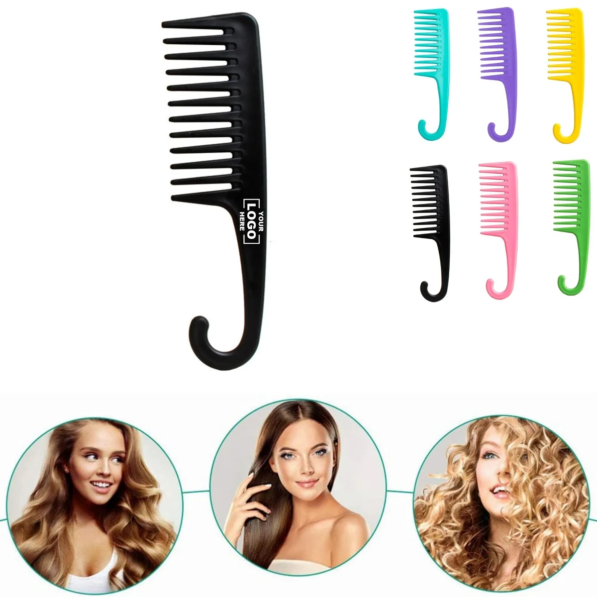 Wide Tooth Shower Comb With Hook 1