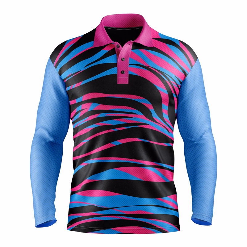 Men's Custom Full Sublimation Performance Long Sleeve Polo - Mesh