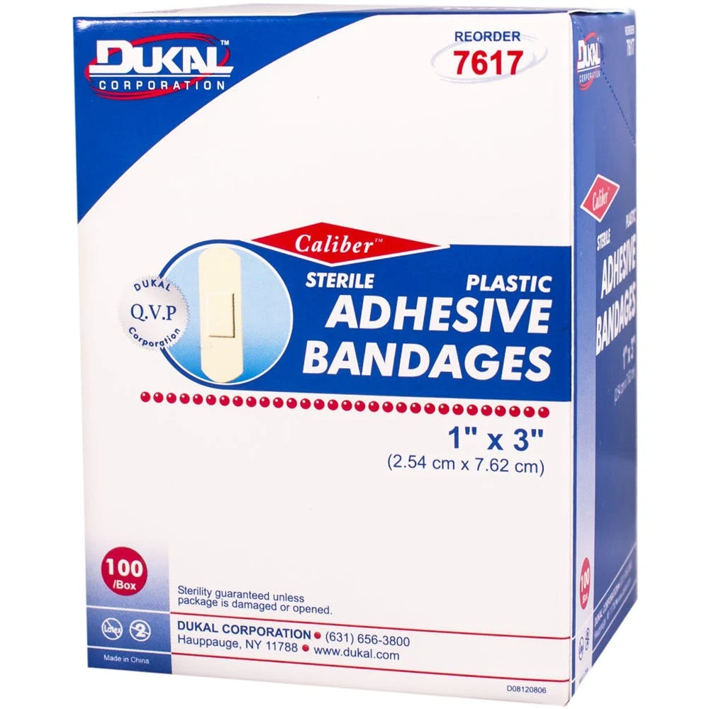 Adhesive Sterile Bandages - Plastic 100 Pack 1" x 3" 1