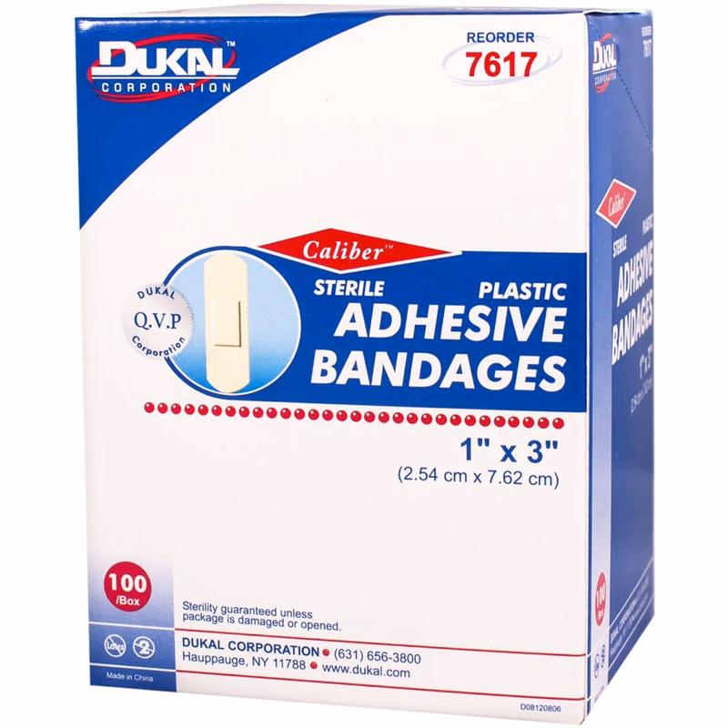 Adhesive Sterile Bandages - Plastic 100 Pack 1" x 3"