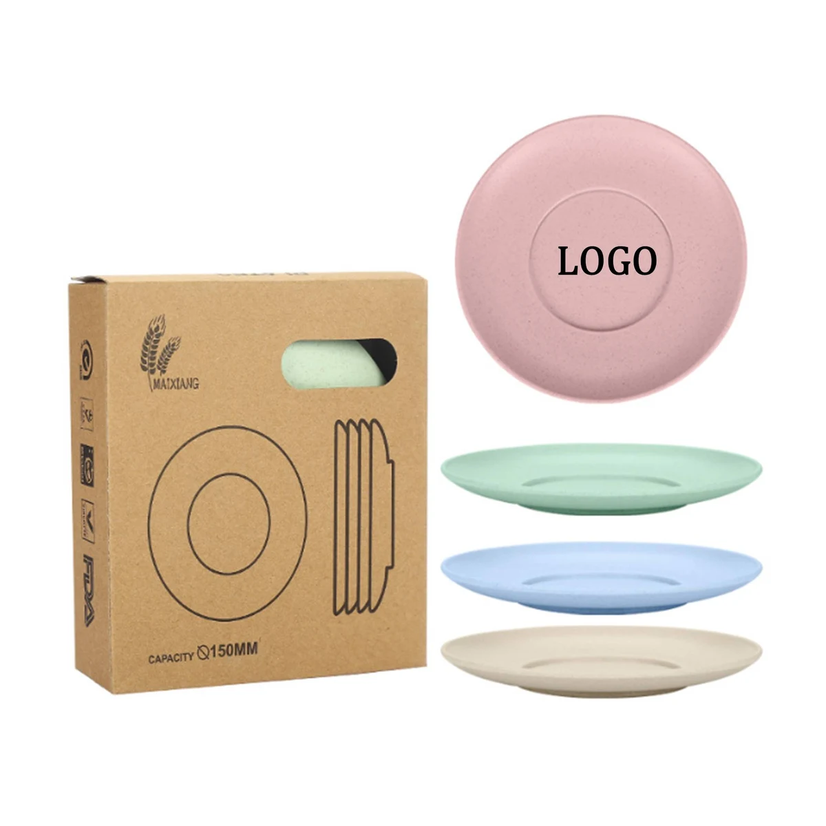 4 Pieces Mini Wheat Straw Plate Set 1
