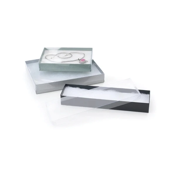 Cotton filled jewelry box with clear acetate lid 1