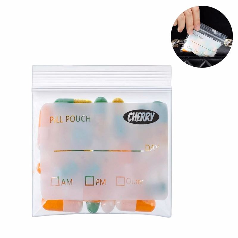 100Pcs Plastic Disposable Writable Pill Pouch