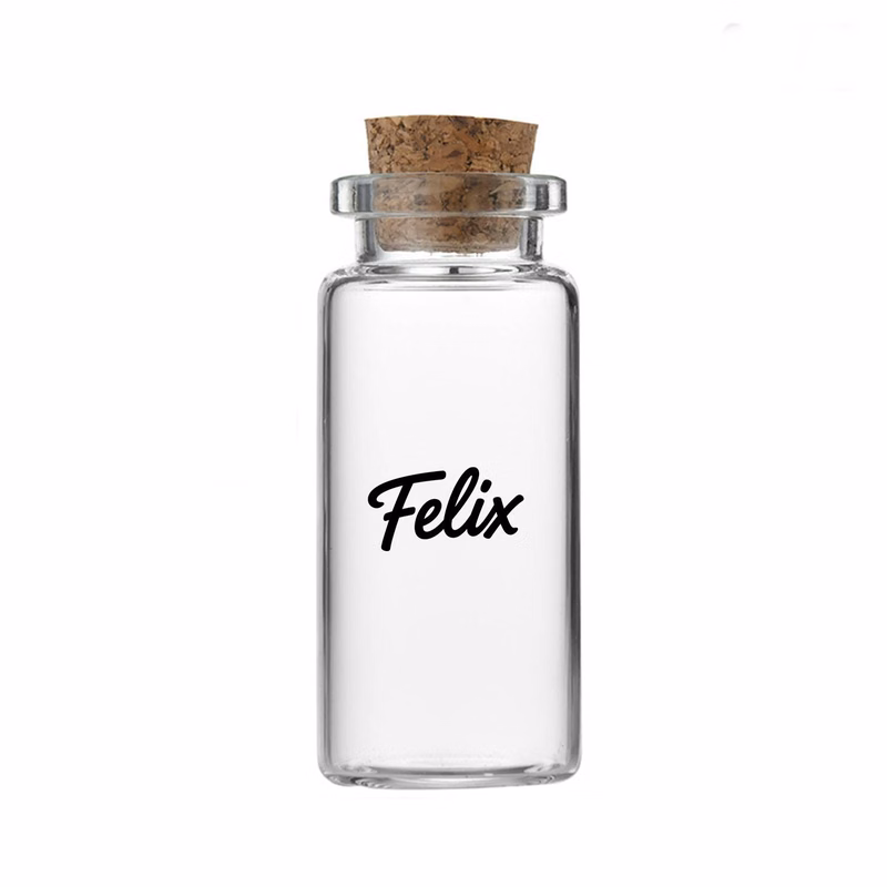 0.4oz Clear Borosilicate Glass Tube Bottle w/ Wood Stopper