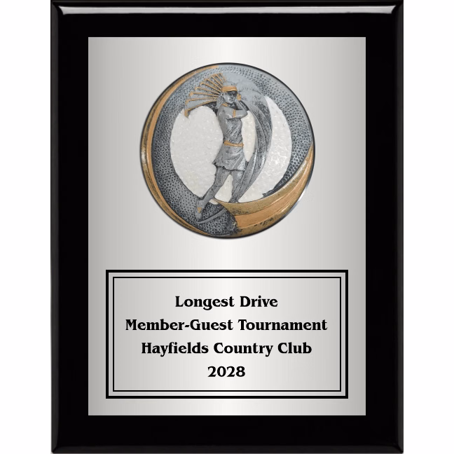 7"X9" Plaque With Full Plate And Golf Swing Plaque Mount