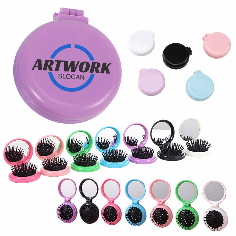 Folding Hair Brush with Mirror