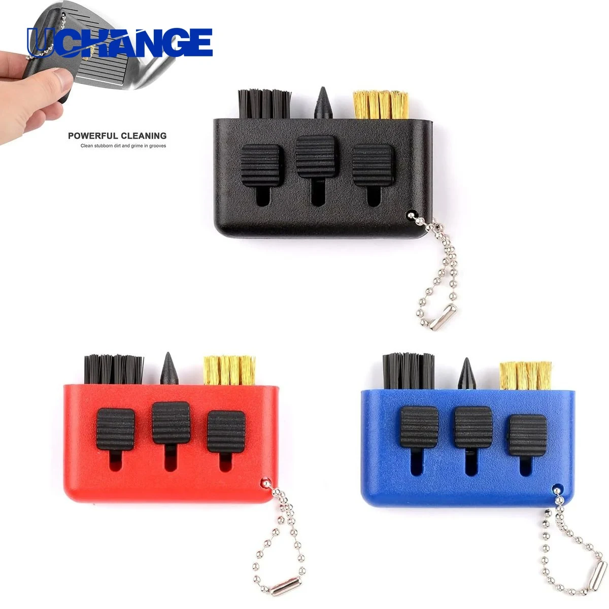 3 in 1 Golf Club Brush Keychain Tool 1