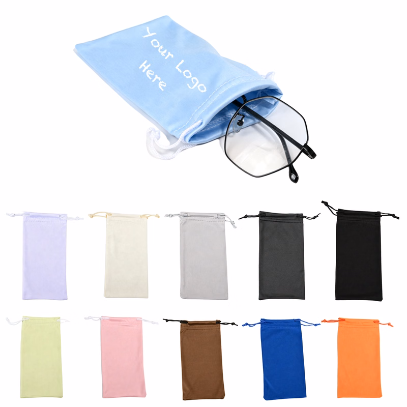 Solid-Color Drawstring Pouch For Glasses