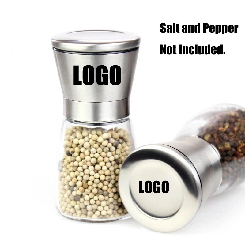 Custom Stainless Steel and glass bottle Pepper or Salt Mill 1