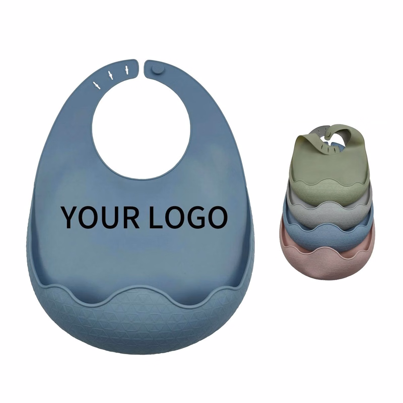 Reusable Silicone Baby Bib with Large Food Pocket