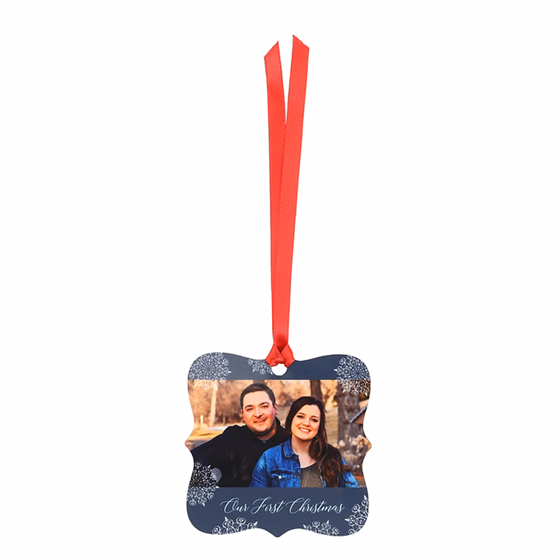 Snowflakes Prague Square Metal Ornament