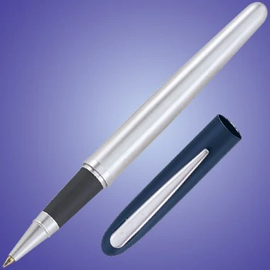 ROLLERBALL PEN W/ BLUE CAP & SILVER BARREL 1
