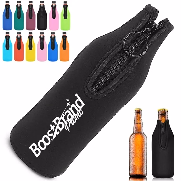Custom 12 oz Neoprene Bottle Cooler with Zipper — Event & Outdoor Insulator