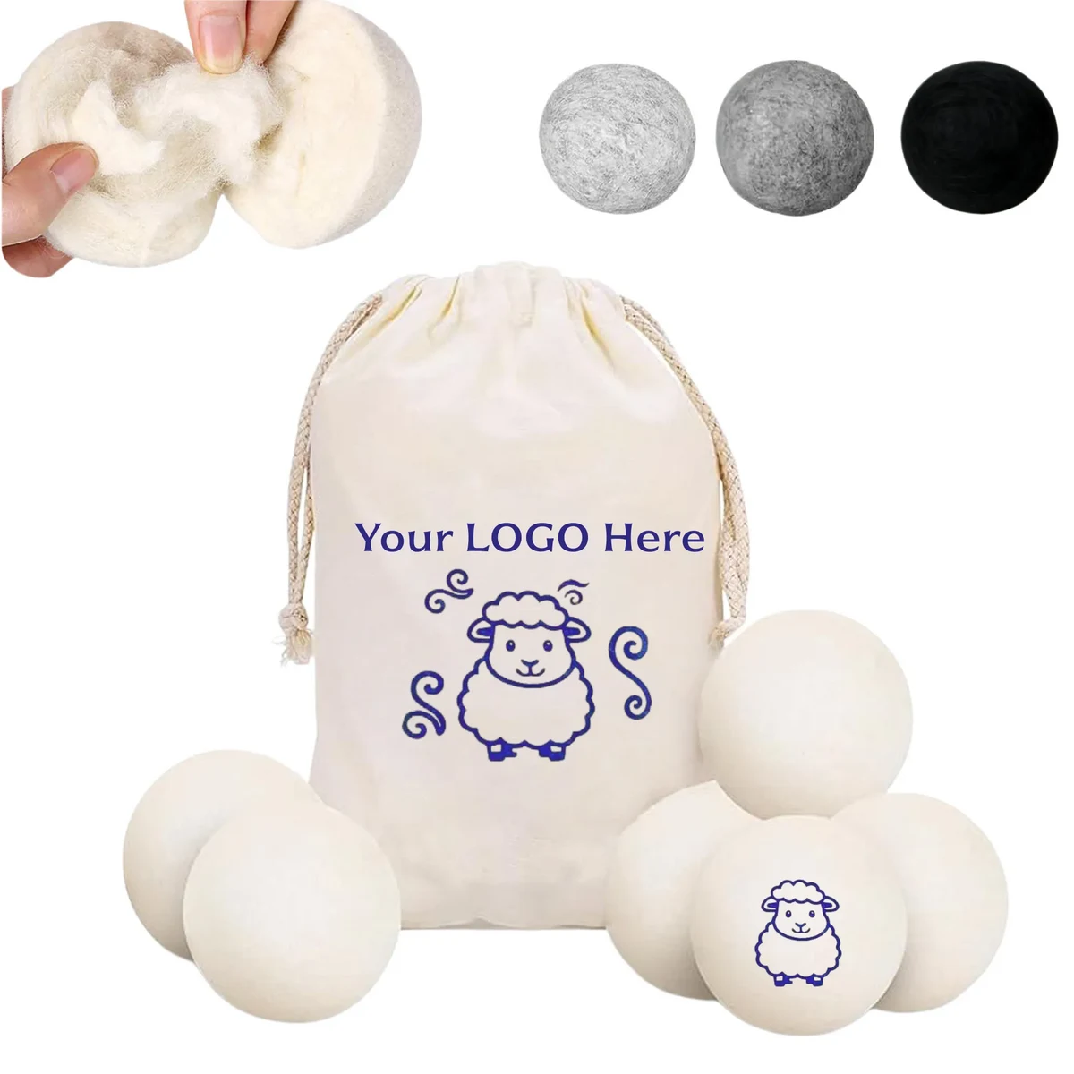 6 Pack Wool Reusable Dryer Balls - Natural Fabric Softener 1