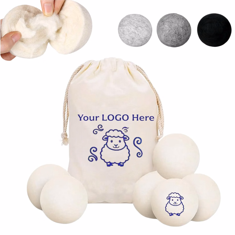 6 Pack Wool Reusable Dryer Balls - Natural Fabric Softener