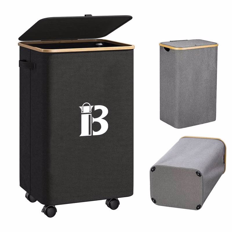 100L Oxford Laundry Basket with Wheels Lid
