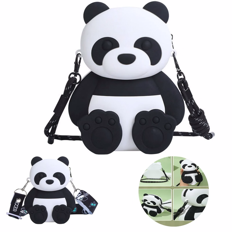 Three-Dimensional Large Capacity Silicone Panda Crossbody Ba