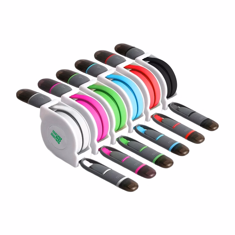 MOQ 50 Retractable USB Cable 2-in-1 Data Charger for Android phone