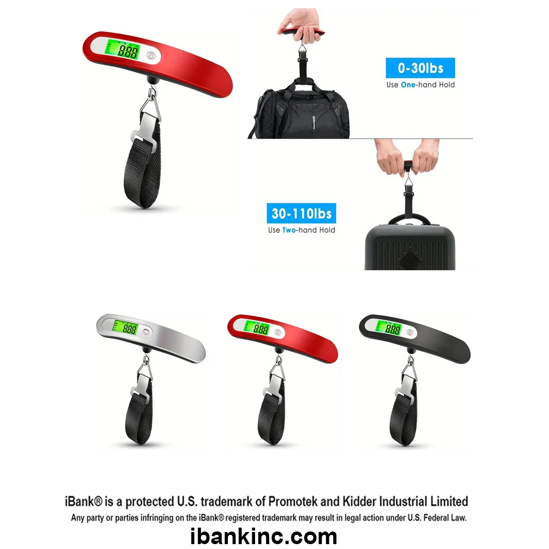 iBank ® Electronic Digital Travel Luggage Scale, 110 lb capacity 1