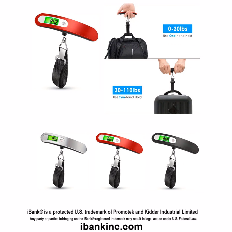 iBank ® Electronic Digital Travel Luggage Scale, 110 lb capacity