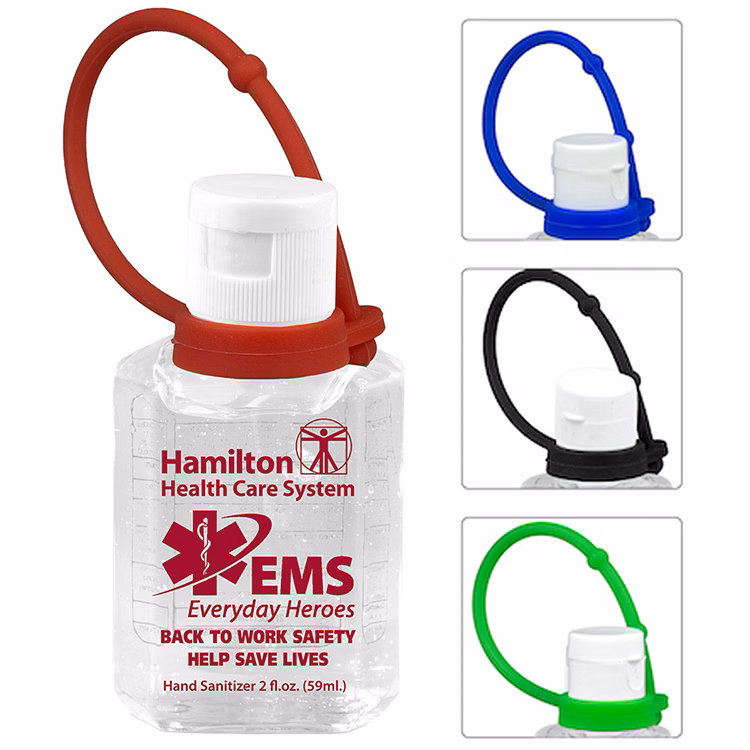 "Sanpal XL Connect SC" 2 oz Hand Sanitizer Antibacterial Gel with Colorful Silicone Carry Leash