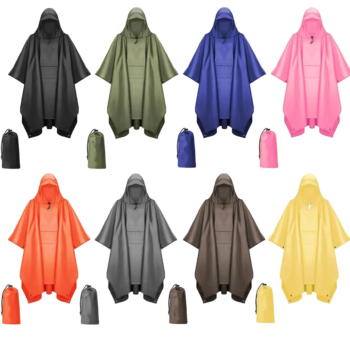Hooded Rain Poncho Waterproof Raincoat Jacket 1