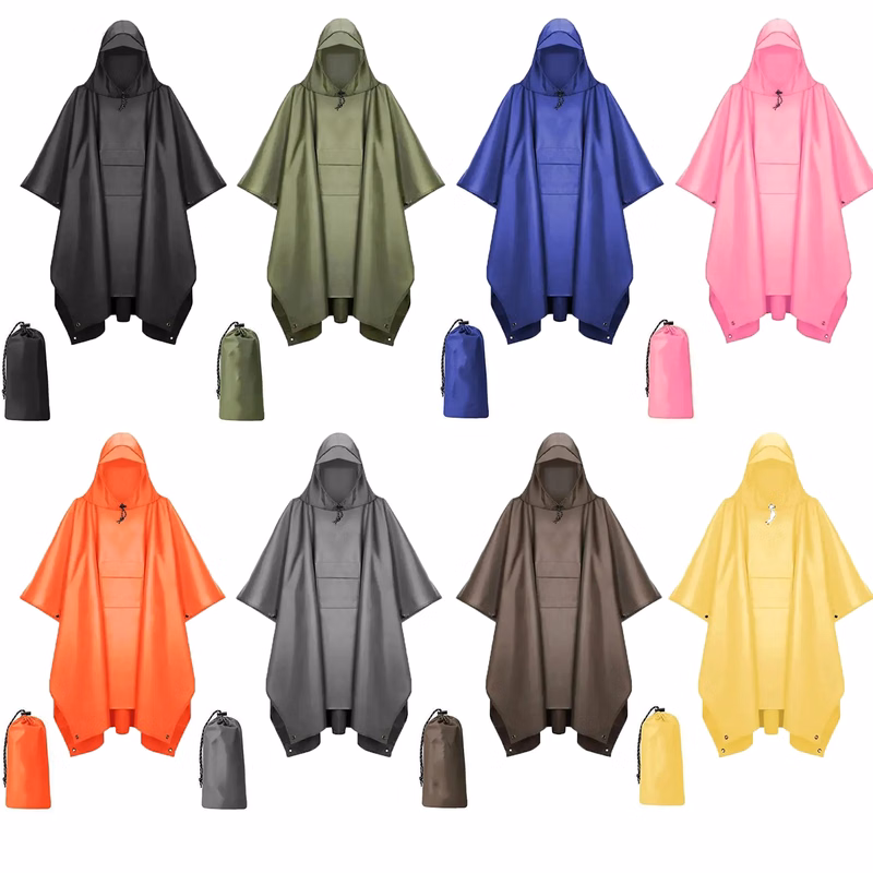 Hooded Rain Poncho Waterproof Raincoat Jacket