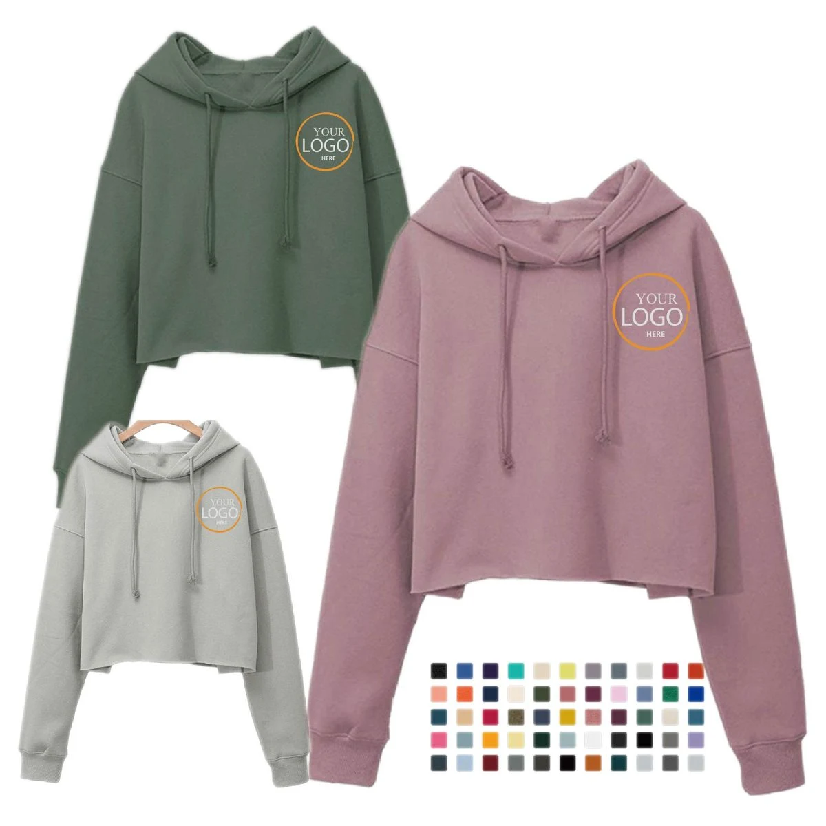 Embroidery Cropped Hoodie, custom hoodie or sweatshirt with logo imprint 1