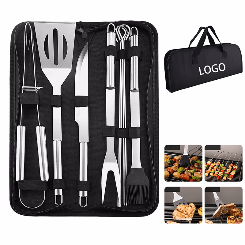 9-Piece Stainless Steel BBQ Tool Set with Case