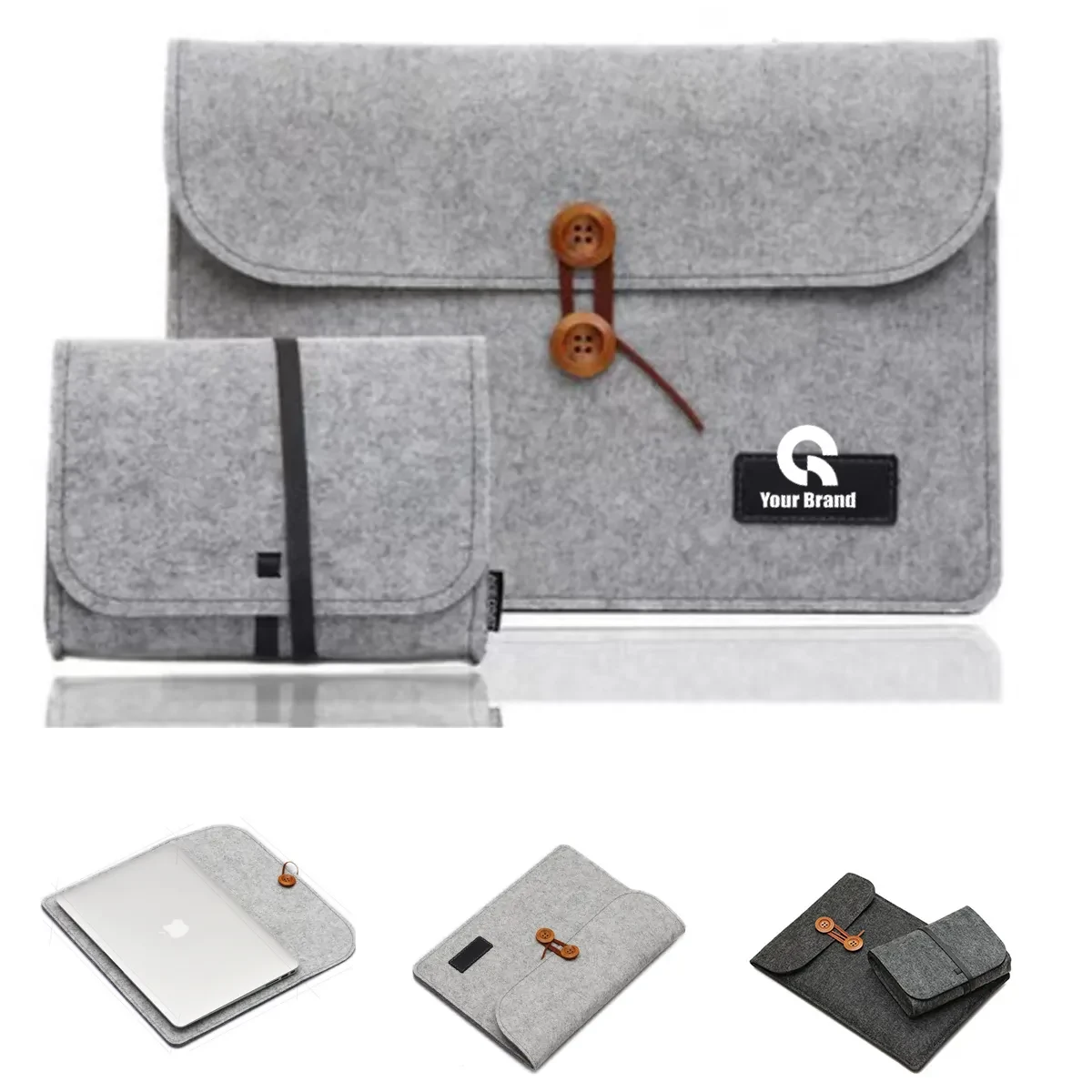 Felt laptop liner bag and accessory power pockets 1
