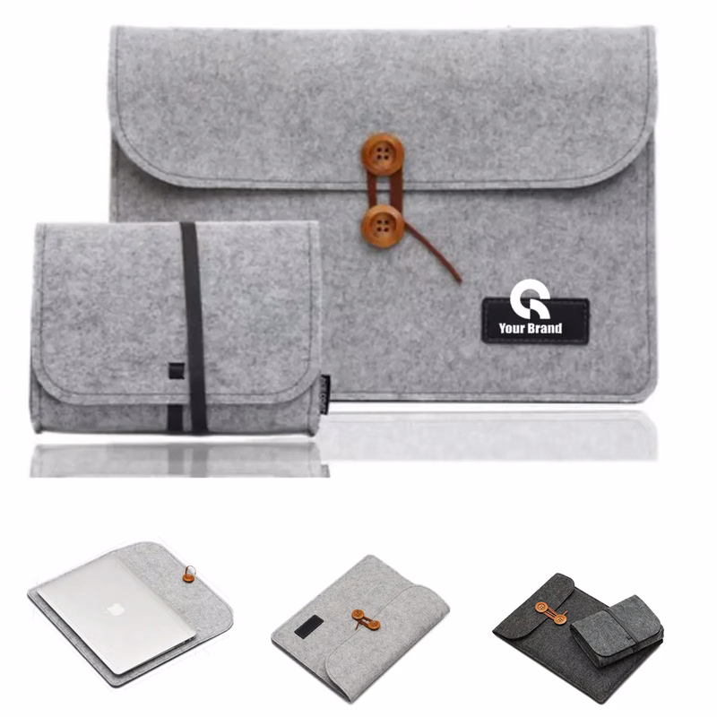 Felt laptop liner bag and accessory power pockets
