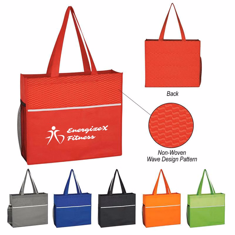 Stylish Non-Woven Tote Bag with Wave Design